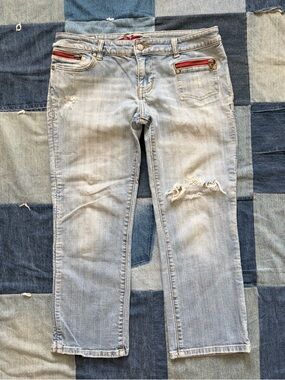 VTG Y2K Princy Jessica Simpson Denim Capri Cropped Jeans Zipper Size 9 Low rise